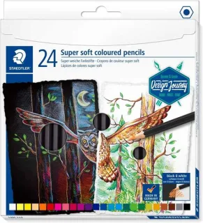 Staedtler Super Soft 149C Pack de 24 Lapices de Colores - Mina Extra Suave - Colores Surtidos