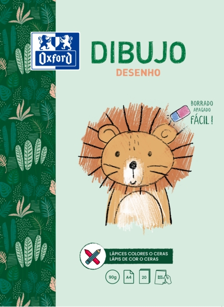 Oxford Dibujo Infantil/Ocio - Bloc Encolado A4 - Tapa Blanda/Contratapa Rigida - 20 Hojas 90gr · Pack de 5 uds.