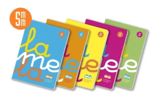 Lamela Pack de 5 Libretas Grapadas con 50 Hojas de 90g/m2 con Margen - Formato A4 - Pauta Cuadrovia de 5mm - Cubierta de Polipropileno Fluorescente - Papel Offset Blanco Extra - Colores Surt