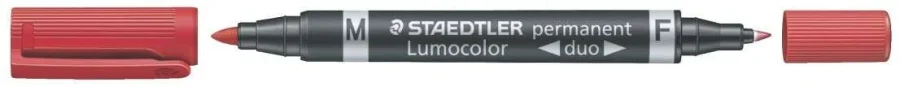 Staedtler Lumocolor 348 Rotulador Permanente de Doble Punta - Secado Rapido - Color Rojo · Pack de 10 uds.