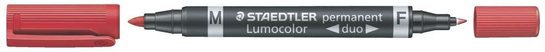 Staedtler Lumocolor 348 Rotulador Permanente de Doble Punta - Secado Rapido - Color Rojo · Pack de 10 uds.