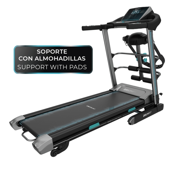 Cecotec DrumFit WayHome 1600 Obelia Pro Cinta de Correr Plegable - 1500W - Velocidad 16km/h - Inclinacion Motorizada - Amortiguacion - LCD - Cinturon Masaje - Superficie 130x42cm - Color Neg