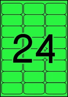 Apli Pack de 480 Etiquetas 64x33.9mm - 20 Hojas por 24 Etiquetas - Adhesivo Permanente - Cantos Romos - Color Verde Fluor