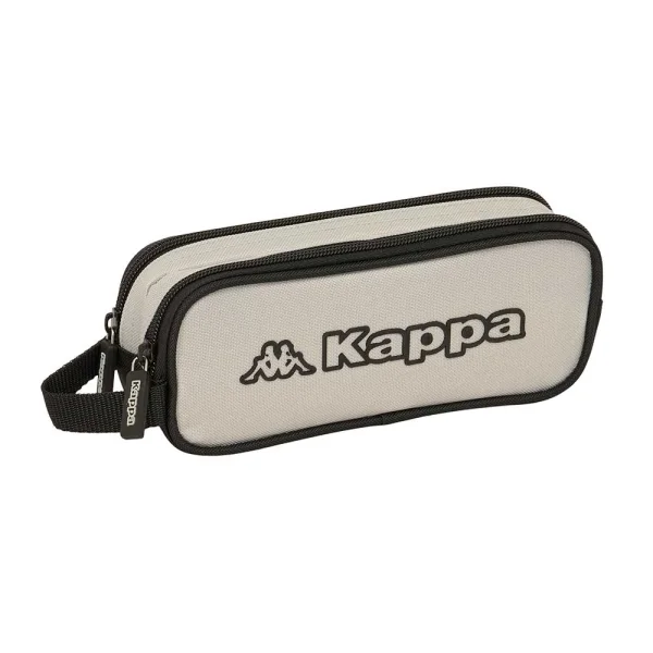 Safta Kappa Grey Portatodo - 2 Compartimentos con Cremalleras - Asa Lateral - 1L - 210x60x80mm - Color Negro y Gris
