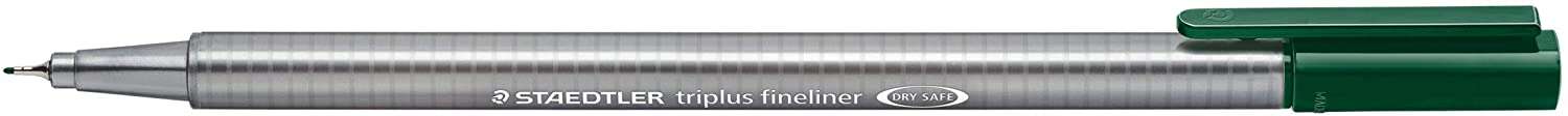 Staedtler Triplus Fineliner 334 Rotulador de Punta Fina - Trazo de 0.3mm - Tinta Base de Agua - Color Verde Oscuro · Pack de 10 uds.