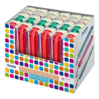 Dohe Expositor con 18 Portatodos Simples Cuadrados - Realizado en Material Translucido Reflectante - Colores Surtidos