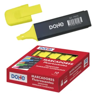 Dohe Marcador Fluorescente - Punta Biselada de 1-5mm - Clip en la Capucha - Apto para Todo Tipo de Papel - Color Amarillo · Pack de 10 uds.