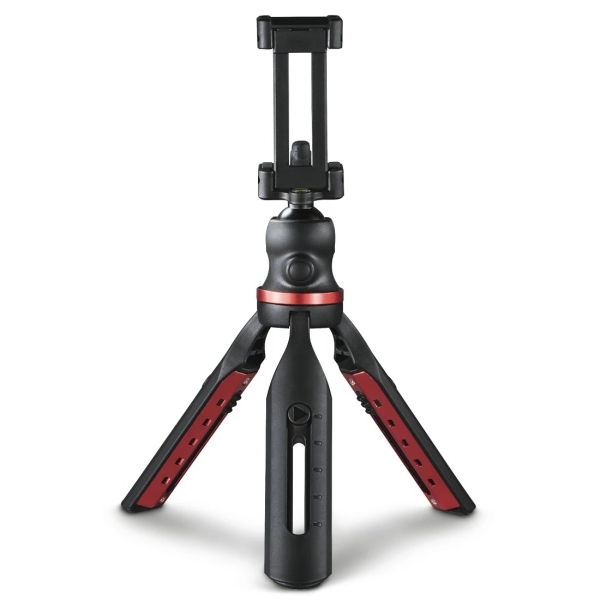 Hama Solid Tripode Mini para Smartphone y Camara - Peso Max 270g - Plegable - Altura Ajustable hasta 19cm - Plastico - Cabezal de Bola 3D - Color Negro