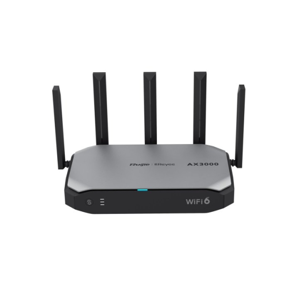 Ruijie RG-EG105GW-X Router de Doble Banda - 5 Puertos de 1Gbps - WiFi 6 AX3000 - Velocidad hasta 3Gbps - Carcasa Metalica - Soporte Mesh - Gestion con App - Color Negro y Gris