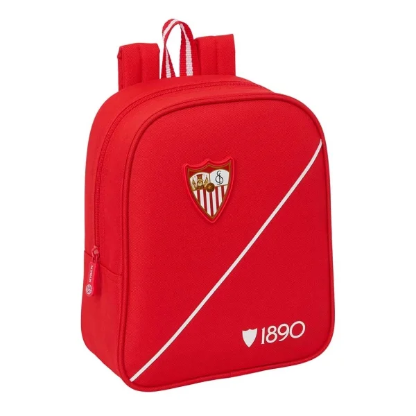 Safta Sevilla FC Mochila Guarderia - 6L - Cremallera - Asa de Mano - Tarjeta de Identificacion Personal - Adaptable a Carrito - 22x27x10cm - Color Rojo