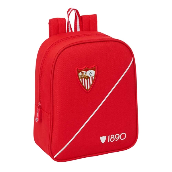 Safta Sevilla FC Mochila Guarderia - 6L - Cremallera - Asa de Mano - Tarjeta de Identificacion Personal - Adaptable a Carrito - 22x27x10cm - Color Rojo