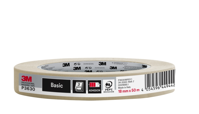 3M Cinta de Enmascarar Profesional - 18mm x 50m - 70% PEFC - Color Blanco
