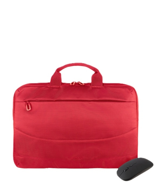 Tucano Idea Maletin Portatil 15,6" + Raton Inalambrico - Tamaño Slim - Interior Acolchado - Color Rojo