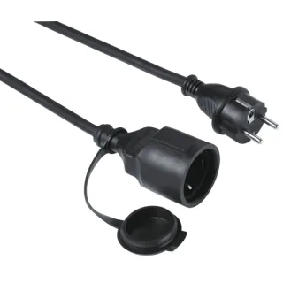 Hama Outdoor Cable de Alimentacion Alargador para Exteriores - Potencia Maxima 3680W - Longitud 10m - Seccion 1.5mm2 - Schuko CEE7 - Tapa Protectora - Color Negro