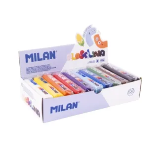 Milan Caja con 10 Barras de Plastilina de 150gr - Base de Almidon de Maiz - Sin Gluten - Mezclables - Colores Surtidos