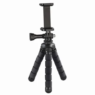 Hama Flex Tripode para Smartphone y Camara Deportiva - Plegable - Altura Ajustable hasta 14cm - Peso Max 4kg - Aluminio - Color Negro