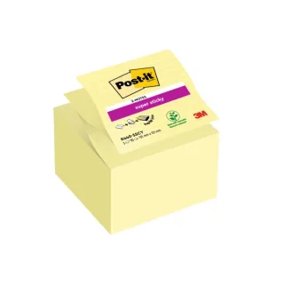 Post-It Super Sticky Pack de 5 Blocs de 90 Z-Notas Grandes Adhesivas Reposicionables Z-Notas Grandes - con Lineas - Color Amarillo Claro