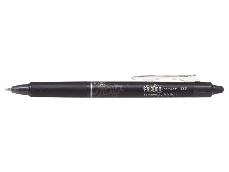 Pilot Frixion Clicker Boligrafo de Gel Borrable Retractil - Punta de Bola 0.7mm - Trazo 0.4mm - Grip Ergonomico - Color Negro · Pack de 12 uds.