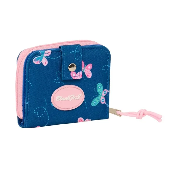 Safta Blackfit8 Mariposas Monedero con Billetera - Compartimento para Billetes y Tarjetas - Cierre con Iman - Compartimento con Cremallera - 0.10L - 110x20x95mm - Color Azul Marino