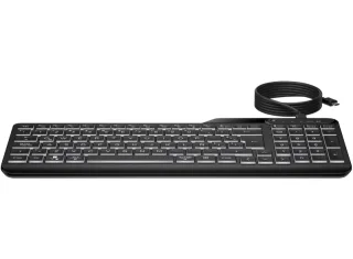 HP 405 Teclado USB Retroiluminado - 12 Teclas Programables - Retroiluminacion LED Blanca con 3 Niveles - Teclas Silenciosas de Perfil Bajo - Inclinacion Ajustable - Resistente a Derrames - C