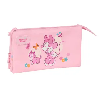 Safta Minnie Mouse Baby Portatodo - 3 Compartimentos con Cremalleras - Bolsillo Interior - 0.6L - 220x30x120mm - Color Rosa