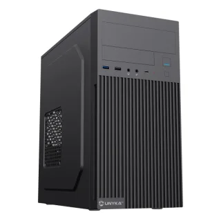 Unykach Aero C260 Caja MicroATX - Fuente de Alimentacion 500W Incluida - Soporte para 5,25" 3.5" y 2.5" - USB-A 2.0/3.2 / tipo C y Audio - Color Negro