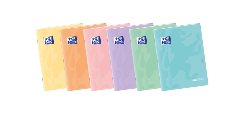 Oxford Easybook A4 Libreta Grapada - Tapa de Plastico Resistente - 48 Hojas con Margen - Cuadricula 4x4 - Diseño en Tonos Pastel · Pack de 10 uds.