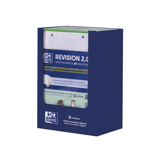 Oxford Expositor con 10 Packs de 30 FlashCards 2.0 - Formato A5 - Cuadricula 5x5mm - Cartulina de 250g - Digitalizacion de Textos con App - Color Verde