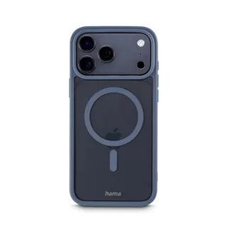 Hama Frame Protect Funda para iPhone 17 Pro Max - Antideslizante - Magnetico - Policarbonato y Poliuretano Termoplastico - Bordes Elevados - Color Azul y Transparente