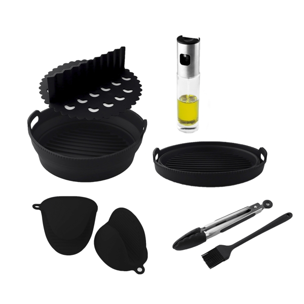 Cecotec Cecofry Pack de Accesorios para Freidora de Aire - Antiadherente - Apto Lavavajillas - Libres de BPA - Molde y Separador - Guantes y Brocha de Silicona - Dispensador de Aceite - Colo