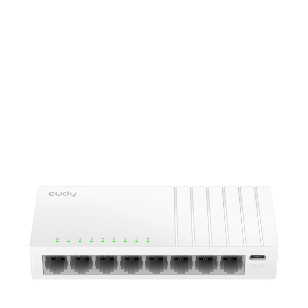 Cudy Switch 8 Puertos RJ45 - Alimentacion por USB-C - Capacidad Conmutacion 16Gbps - Indicadores LED - 138x61.5x24mm - Color Blanco