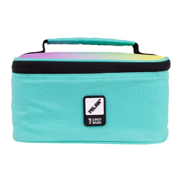 Milan Sunset Bolsa Isotermica Porta Alimentos 1,5L - Incluye 1 Recipiente para Alimentos - Interior Aislante Termico - Apertura Total - Color Turquesa
