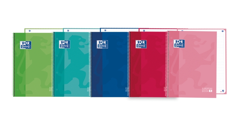 Oxford School Classic Europeanbook 1 A4+ - Tapa Extradura Resistente - 80 Hojas de Alta Calidad - Colores Surtidos · Pack de 5 uds.