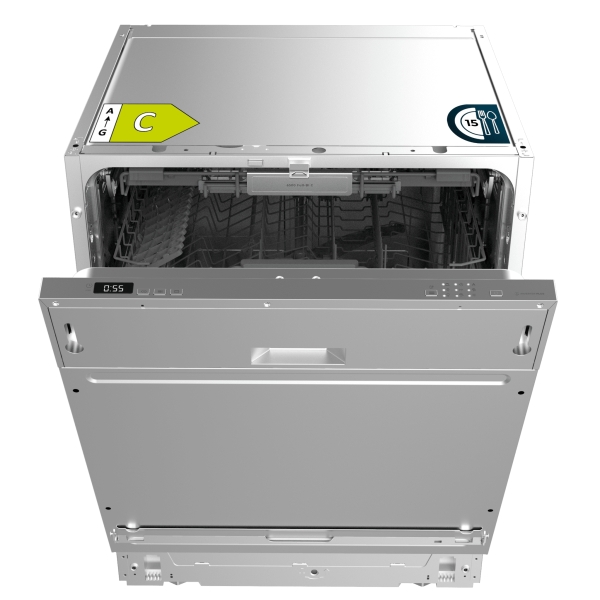 Cecotec Bolero Aguazero 6500 Full-BI C Lavavajillas Integrable de 60cm - 15 Cubiertos - Temperatura Regulable - Bandeja para Cubiertos - 6 Programas - Motor Inverter - Inicio Programable - Color Acero