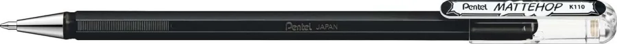 Pentel Mattehop Boligrafo de Bola - Punta 1mm - Trazo 0.5mm - Tinta de Gel Opaca - Fabricado con 55% de Materiales Reciclados - Color Negro · Pack de 12 uds.