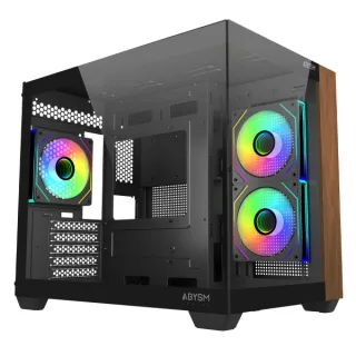 Abysm Danube Sava Nature 285C Black ARGB Caja Micro ATX, ITX - Lateral y Frontal Cristal Templado - 3.5" y 2.5" - USB-A, USB-C y Audio - 4 Ventiladores ARGB Instalados - Soporta Refrigeracio