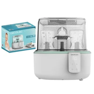 Cecotec Nana BabyCare DigitalSterilizer Esterilizador para hasta 6 Biberones - 600W - Esteriliza en 8min - Libre de BPA - Soporte para Tetinas - 3 Modos - Pantalla Digital - Color Blanco
