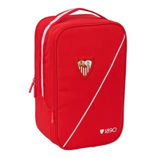 Safta Sevilla FC Zapatillero Doble - Bolsillo Interior de Velcro - Compartimento Trasero con Cremallera - Asa de Mano - 21x36x16cm - Color Rojo