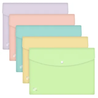 Oxford Urban A4 Sobre Portadocumentos de Plastico Rigido Translucido A4 - Capacidad hasta 40 Hojas - Cierre de Broche - Colores Pastel Surtidos · Pack de 5 uds.