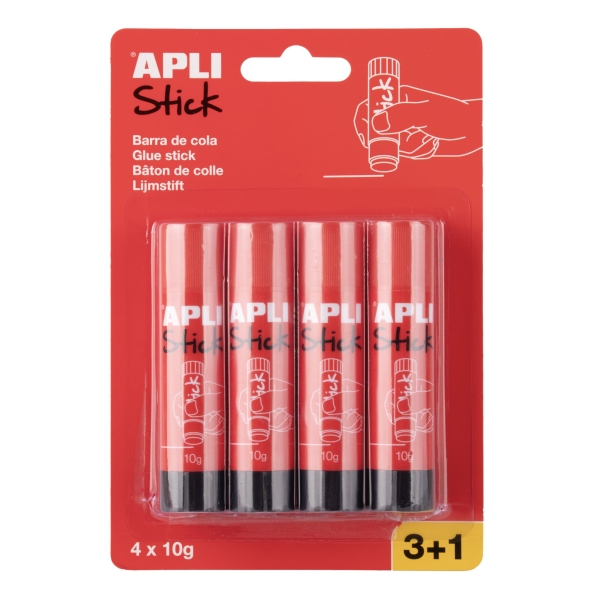 Apli Pack con 4 Barras de Pegamento 10g - Facil Aplicacion - Secado Rapido - Transparente