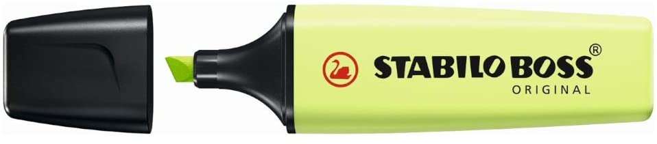 Stabilo Boss 70 Pastel Marcador Fluorescente - Trazo entre 2 y 5mm - Recargable - Tinta con Base de Agua - Color Chispa de Lima · Pack de 10 uds.