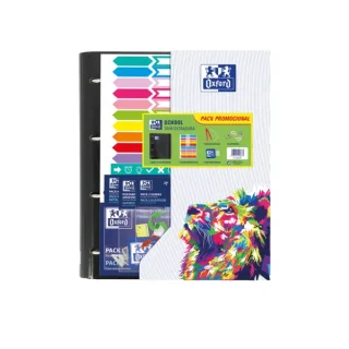 Oxford Europeanbinder Oxfcla A4+ - Carpeta de Tamaño A4+ - Diseño Escolar - Incluye Separadores - Colores Surtidos · Pack de 10 uds.