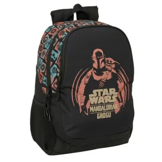 Safta Mandalorian and Grogu Mochila - 23L - Adaptable a Carro - Espalda Acolchada - Portabotellas - Cremallera con Doble Tirador - Asa de Mano - Hombreras Ergonomicas - 32x44x16cm - Color Ne