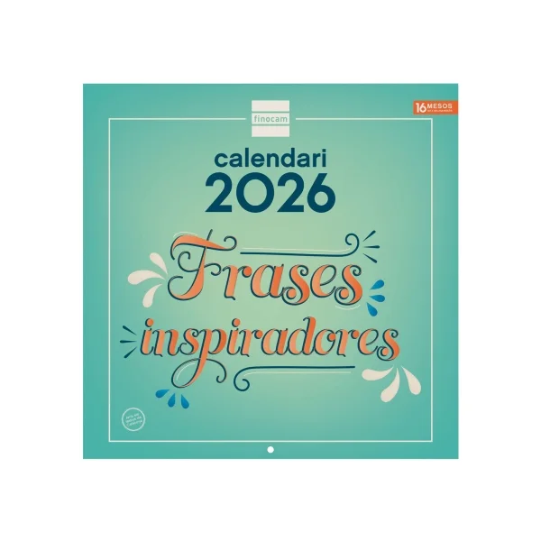 Finocam Calendario de Pared en Catalan - Anual 2026 - Imagenes Variadas - 300x300mm - Espacio para Escribir - Tematica de Frases Inspiradoras