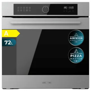 Cecotec Bolero Hexa AF316000 Inox A Horno Integrable - Capacidad 72L - Temperatura Regulable - Piedra para Pizzas de 35cm - Guias Telescopicas - Pantalla Tactil - 11 Funciones - Color Negro