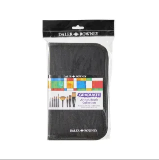 Daler Rowney Graduate Pack de 10 Pinceles Multitecnica - Pelo Sintetico - Mango Corto - Estuche con Cremallera