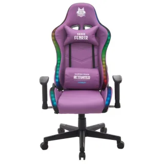 Cromad Serie Fenrir Silla Gaming RGB - Estructura Robusta - Piel Sintetica de Alta Calidad - Altura Regulable con Piston de Gas Clase 2 - Respaldo Reclinable - Cojin Lumbar y Cervical - Repo