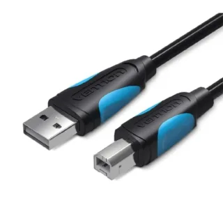 Vention Cable de Impresora - Longitud 10m - USB-A - USB-B - Transferencia hasta 480Mbps - PVC - Recubrimiento de Aluminio - Color Negro