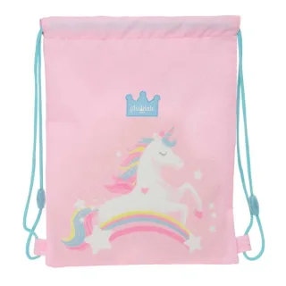 Safta Glowlab Kids Saco Plano - Bolsillo Interior con Cremallera - Cierre con Cordones - 3L - Uso Diario y Escolar - 260x10x340mm - Color Rosa