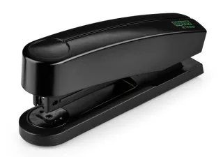 Novus B2 re+new Grapadora de Sobremesa - Fabricada con Plastico Reciclado - Hasta 25 Hojas - Grapado Abierto, Cerrado y Clavado - Incluye 200 Grapas - Color Negro